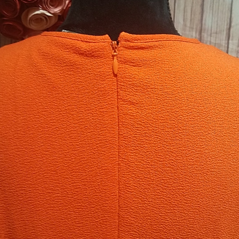 Taylor orange and white flared dress - Picture 5 of 8